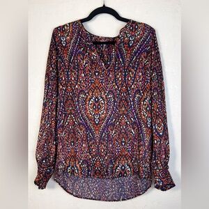 ESQUALO Ikat Silk Blend Blouse Size 8
